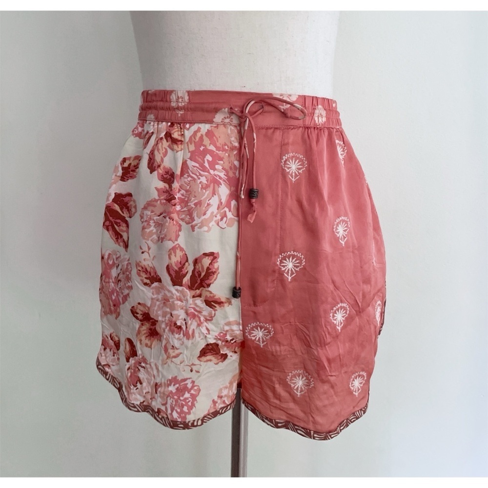 SET ZARA Silia Floral Printed Embroidered Silky Drawstring Short Blouse Set XS - Picture 7 of 13